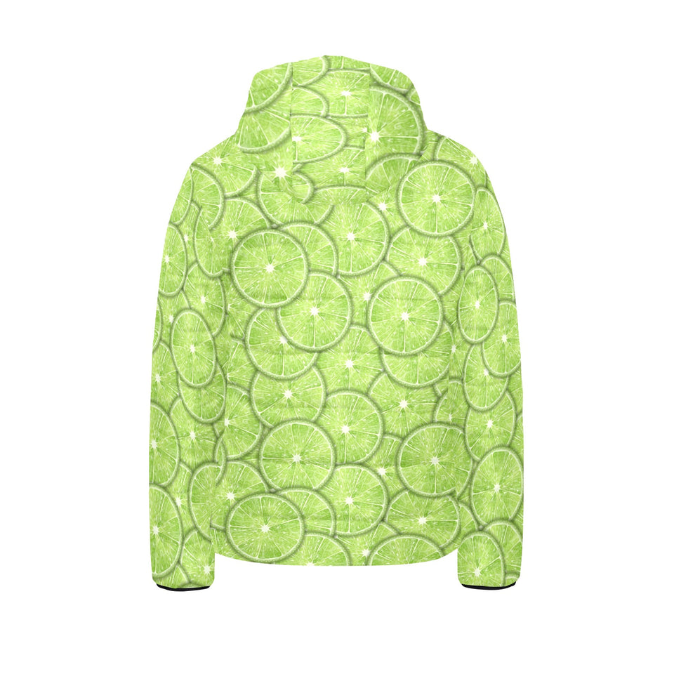 Slices of Lime pattern Kids' Boys' Girls' Padded Hooded Jacket
