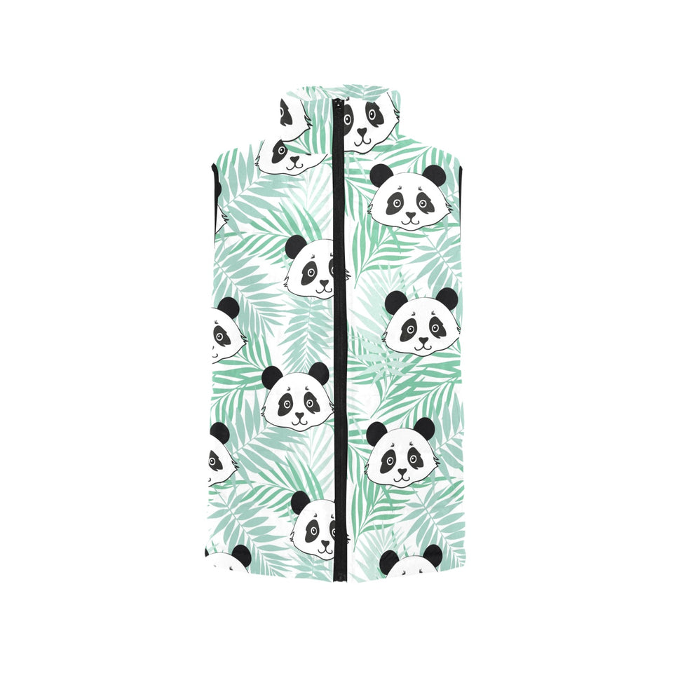 Panda pattern tropical leaves background Men's Padded Vest