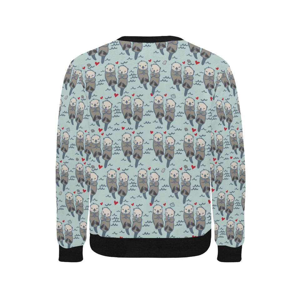 Lovely Sea Otter Pattern Men's Crew Neck Sweatshirt
