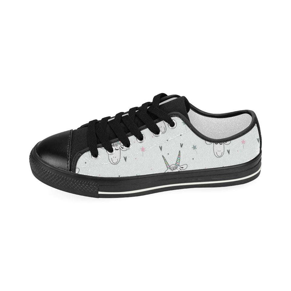 Cute goat design pattern Kids' Boys' Girls' Low Top Canvas Shoes Black