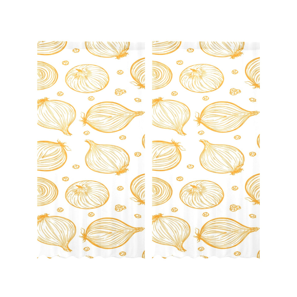 hand drawn onion pattern Gauze Curtain