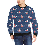 Cute sea lion seal christmas hat candy cane heart Men's Crew Neck Sweatshirt