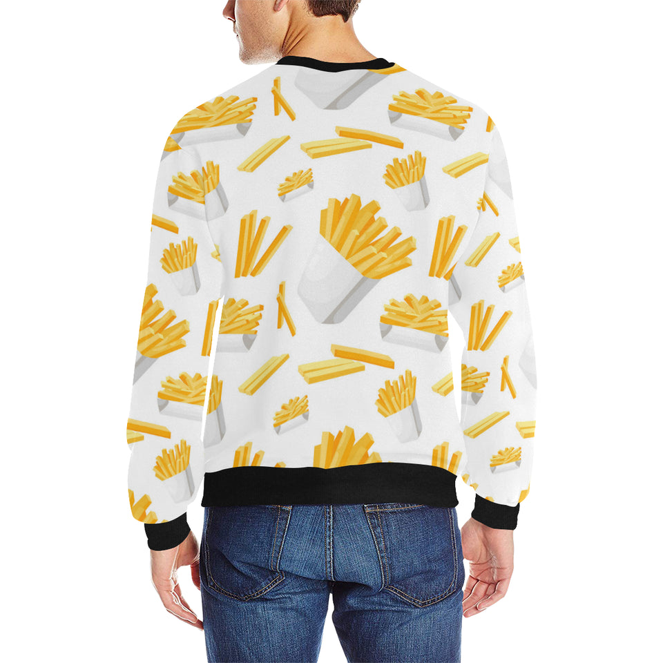 French fries white paper box pattern Men's Crew Neck Sweatshirt
