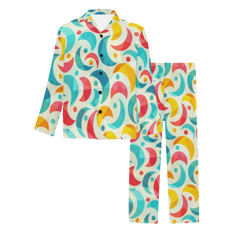 Colorful moon pattern Men's Long Pajama Set