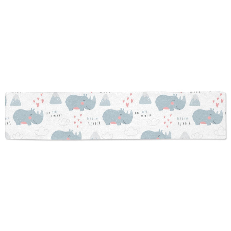 cute rhino heart pattern Table Runner