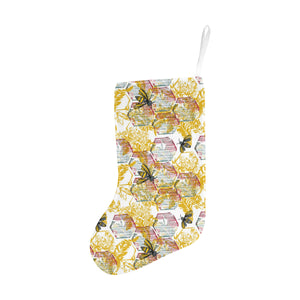 Cool Bee honeycomb leaves pattern Christmas Stocking