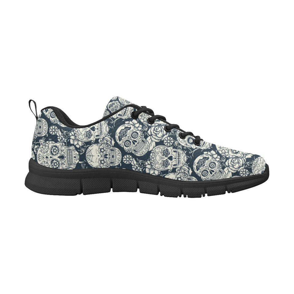 Sugar skull black white pattern Women's Sneaker Shoes