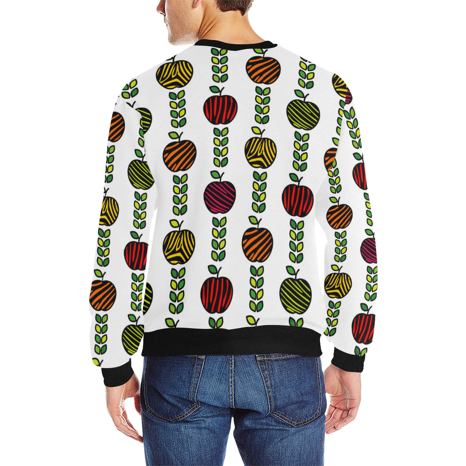 colorful apples leave zebra stripe Men's Crew Neck Sweatshirt