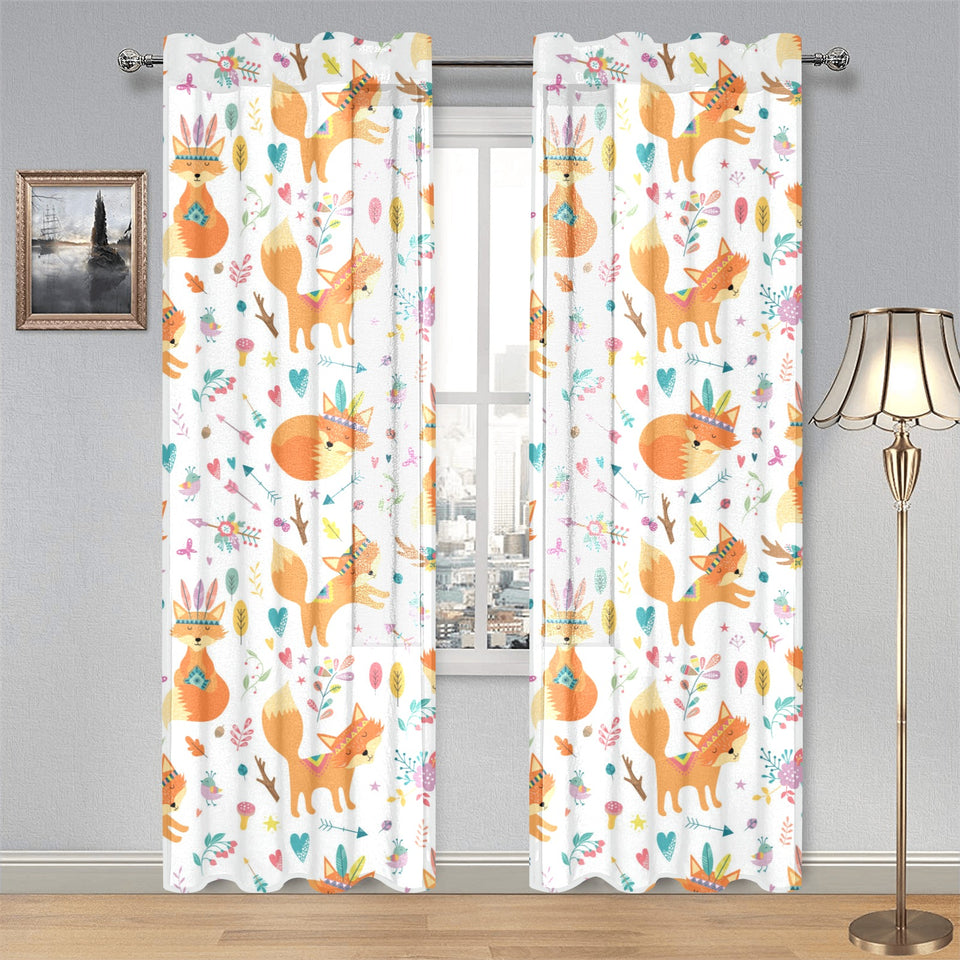 cute tribal fox pattern Gauze Curtain