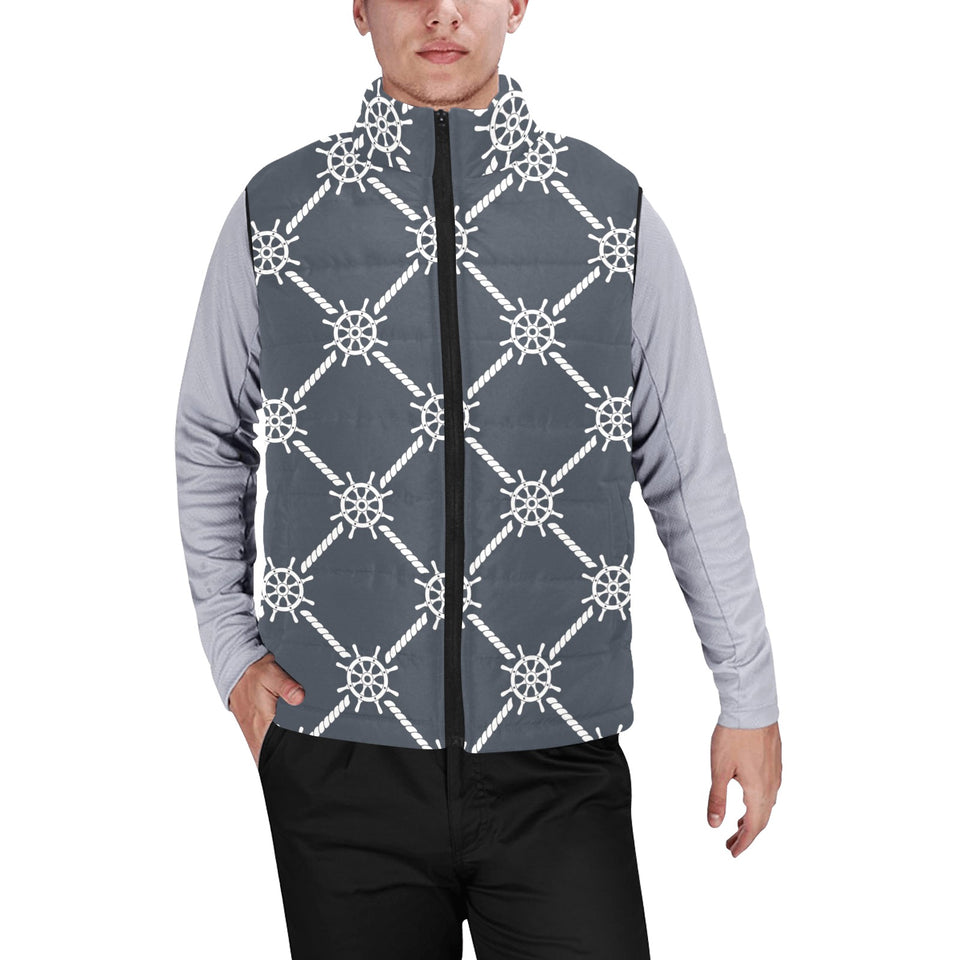 nautical steering wheel rope pattern Men's Padded Vest
