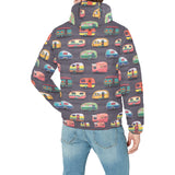 Camper Van Pattern Print Design 02 Men's Padded Hooded Jacket