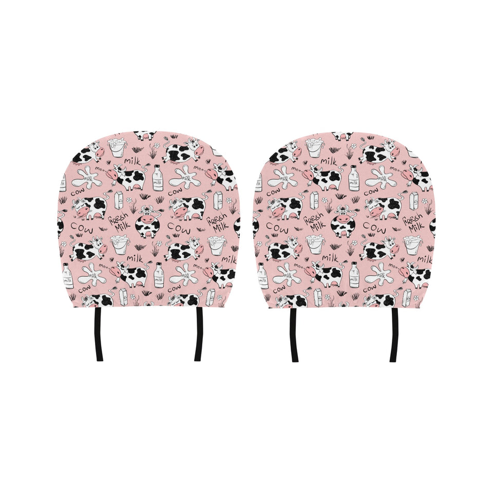Cows milk product pink background Car Headrest Cover
