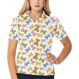Teddy Bear Pattern Print Design 01 Women's All Over Print Polo Shirt
