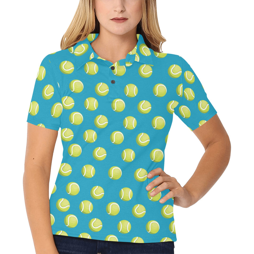 Tennis Pattern Print Design 05 Women's All Over Print Polo Shirt