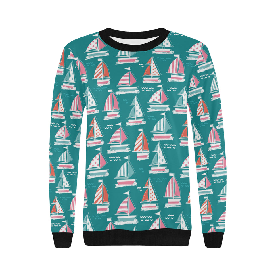Cute sailboat pattern Women's Crew Neck Sweatshirt
