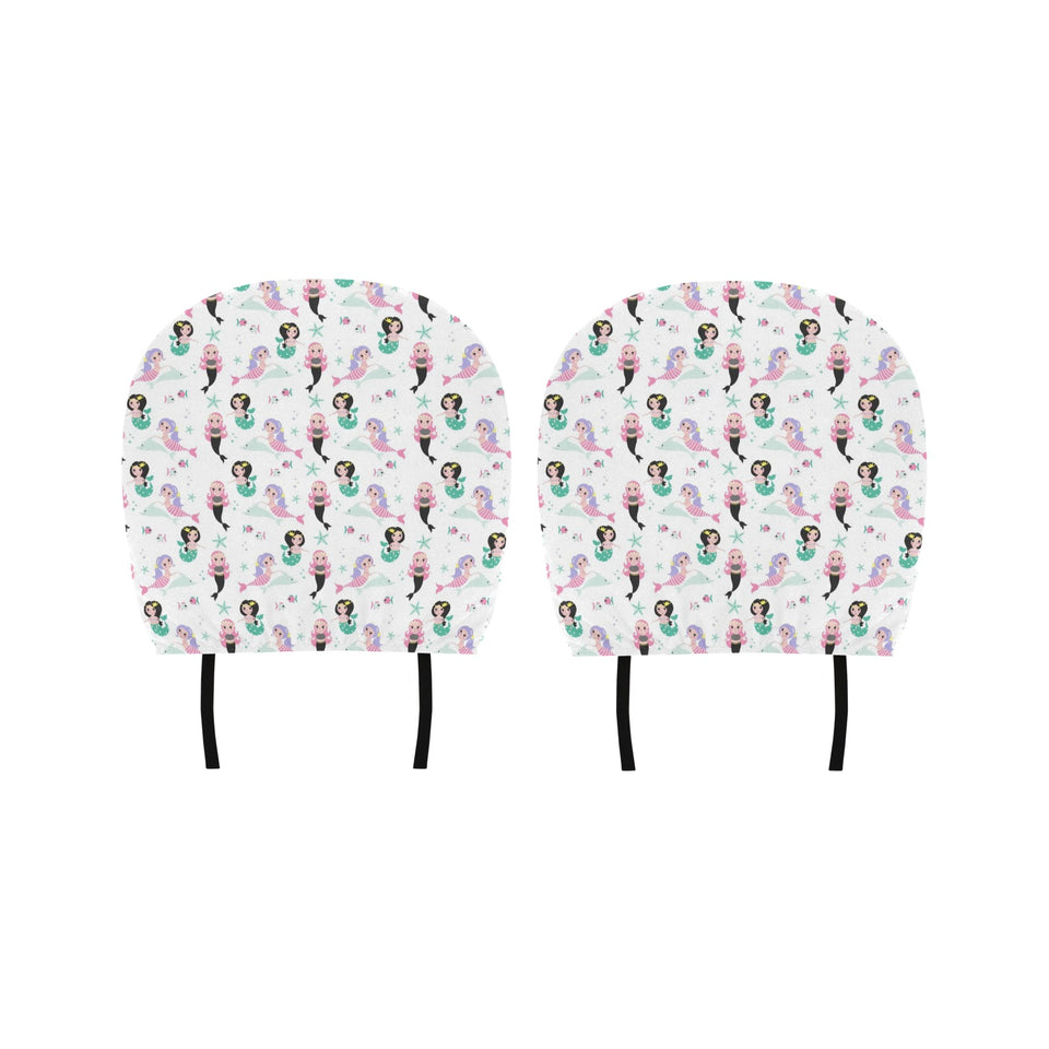 cute mermaid dolphin fish starfish pattern Car Headrest Cover