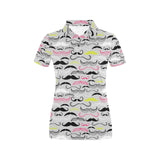 Mustache Beard Pattern Print Design 02 Women's All Over Print Polo Shirt