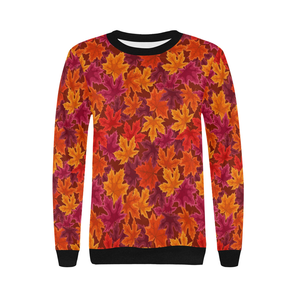Autumn maple leaf pattern Women's Crew Neck Sweatshirt