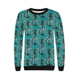 Anchor nautical green background Women's Crew Neck Sweatshirt