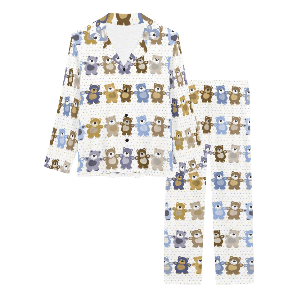 Teddy Bear Pattern Print Design 02 Women's Long Pajama Set