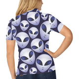 Alien Pattern Print Design 01 Women's All Over Print Polo Shirt
