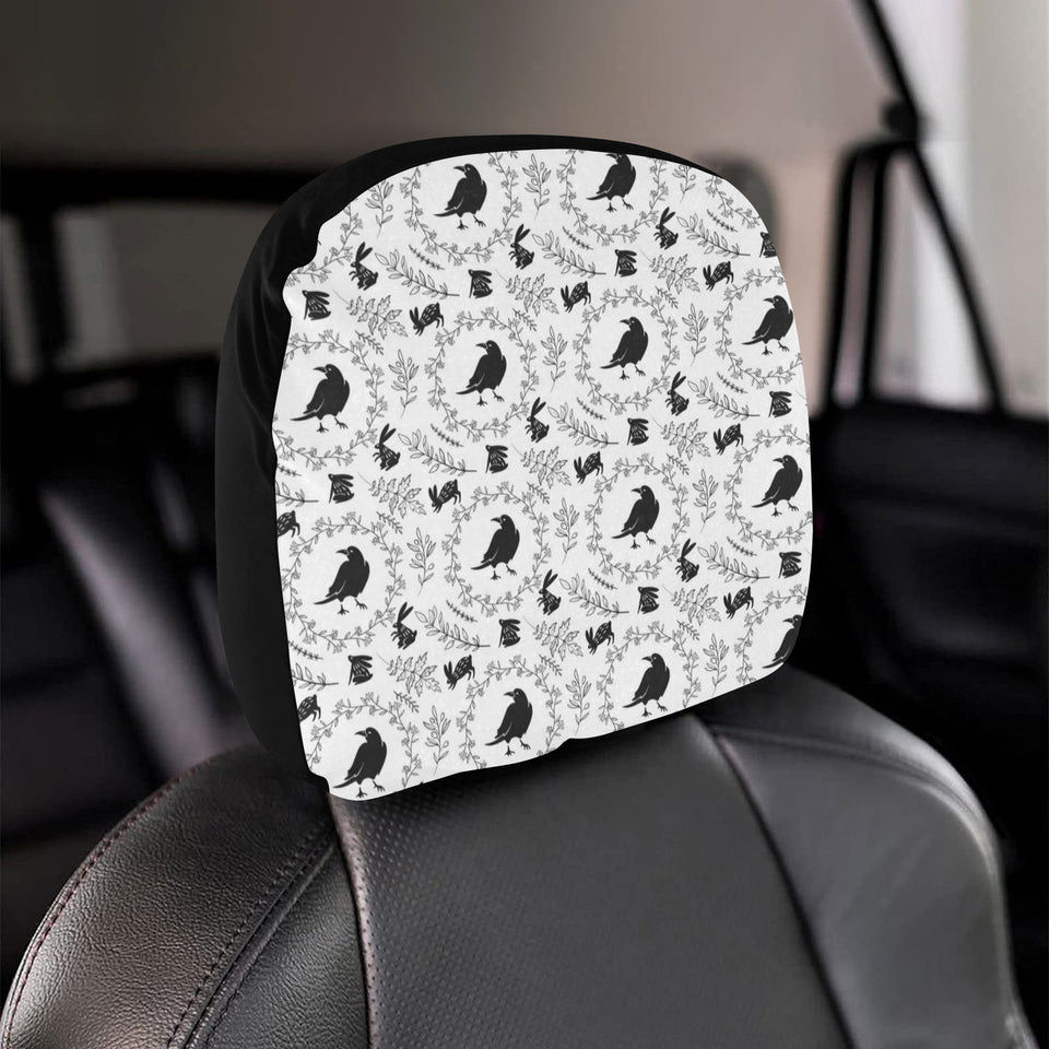 Crows floral wreath rabbit pattern Car Headrest Cover
