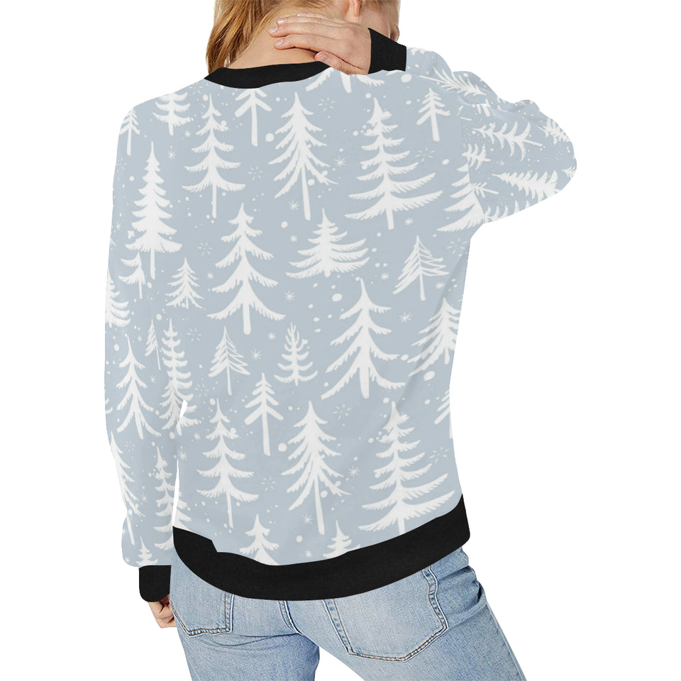 Christmas tree winter forest pattern Women's Crew Neck Sweatshirt