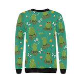 Cute frog dragonfly design pattern Women's Crew Neck Sweatshirt