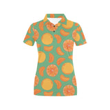 orange fruit pattern green background Women's All Over Print Polo Shirt