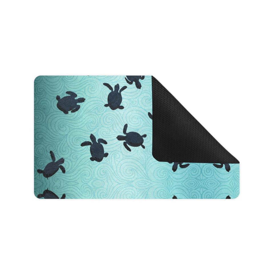 Sea turtle with blue ocean backgroud Doormat