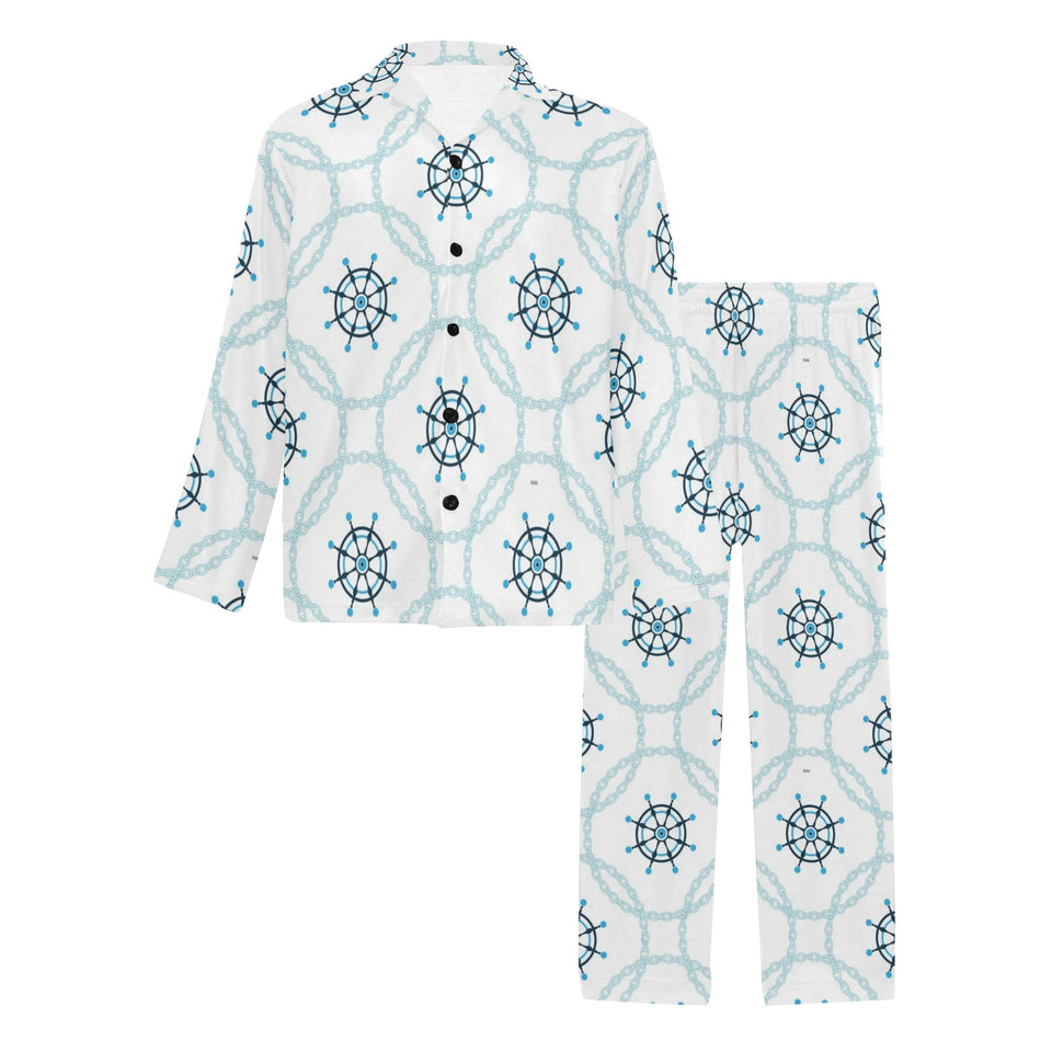 nautical steering wheel chain Men's Long Pajama Set