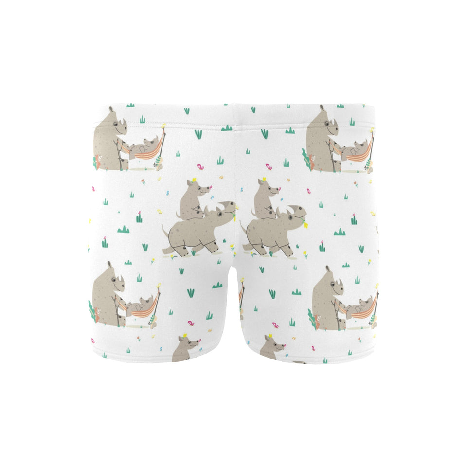 Cute Rhino pattern background Men's Swimming Trunks