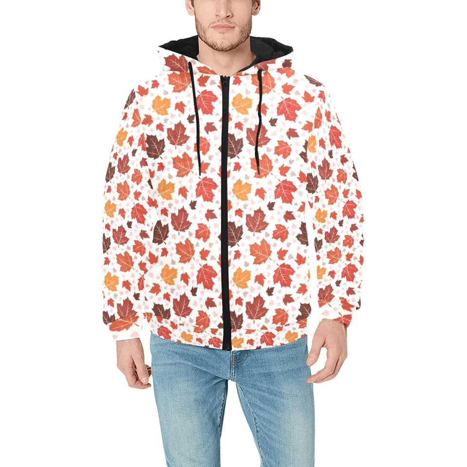 Colorful Maple Leaf pattern Men's Padded Hooded Jacket