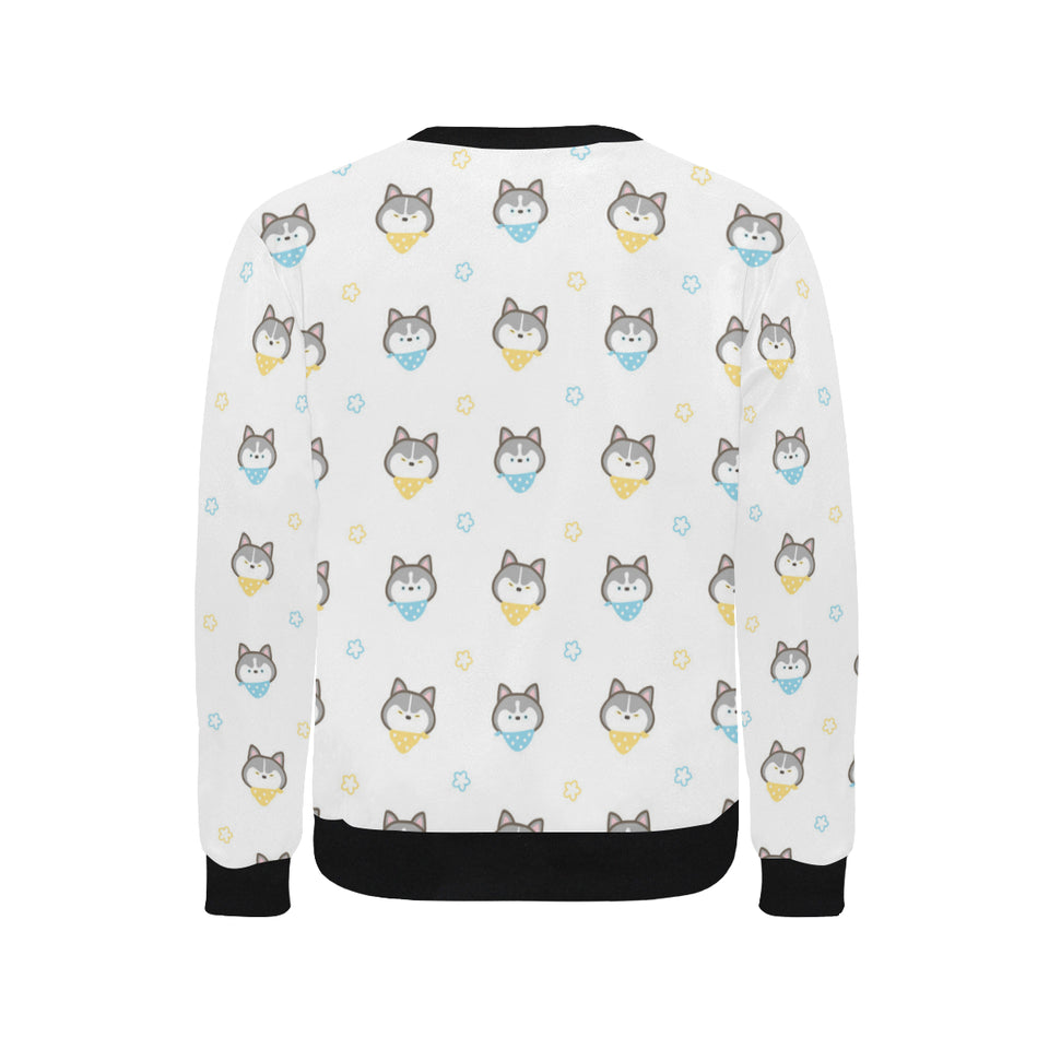 Cute Siberian Husky pattern Men's Crew Neck Sweatshirt