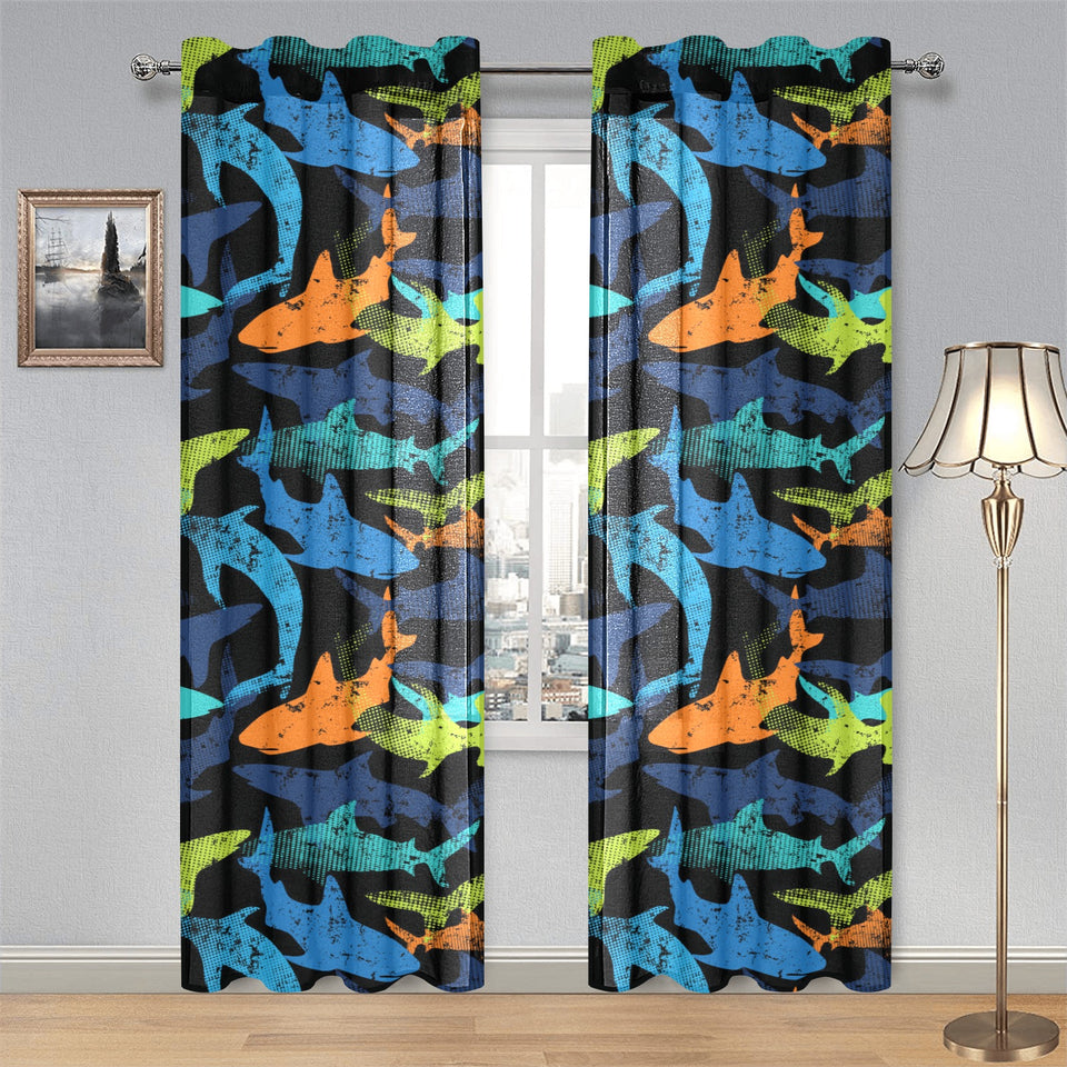 Colorful shark Gauze Curtain