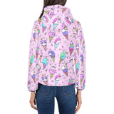 Cute ice cream cone animal pattern Women's Padded Hooded Jacket