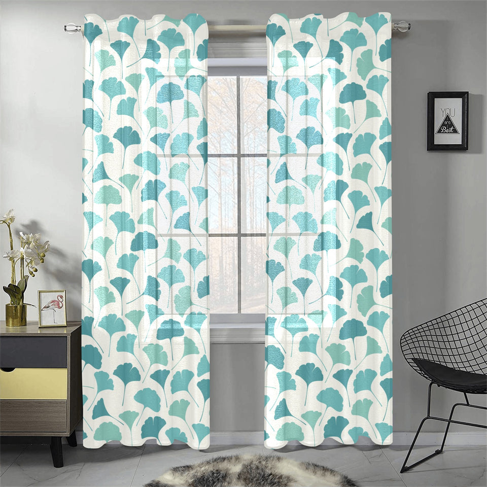 Green ginkgo leaves pattern Gauze Curtain