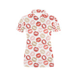 Lips Pattern Print Design 04 Women's All Over Print Polo Shirt