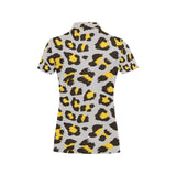 Gray Leopard print pattern Women's All Over Print Polo Shirt