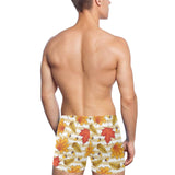 Maple leaf oak leaf acorns beige striped backgroun Men's Swimming Trunks