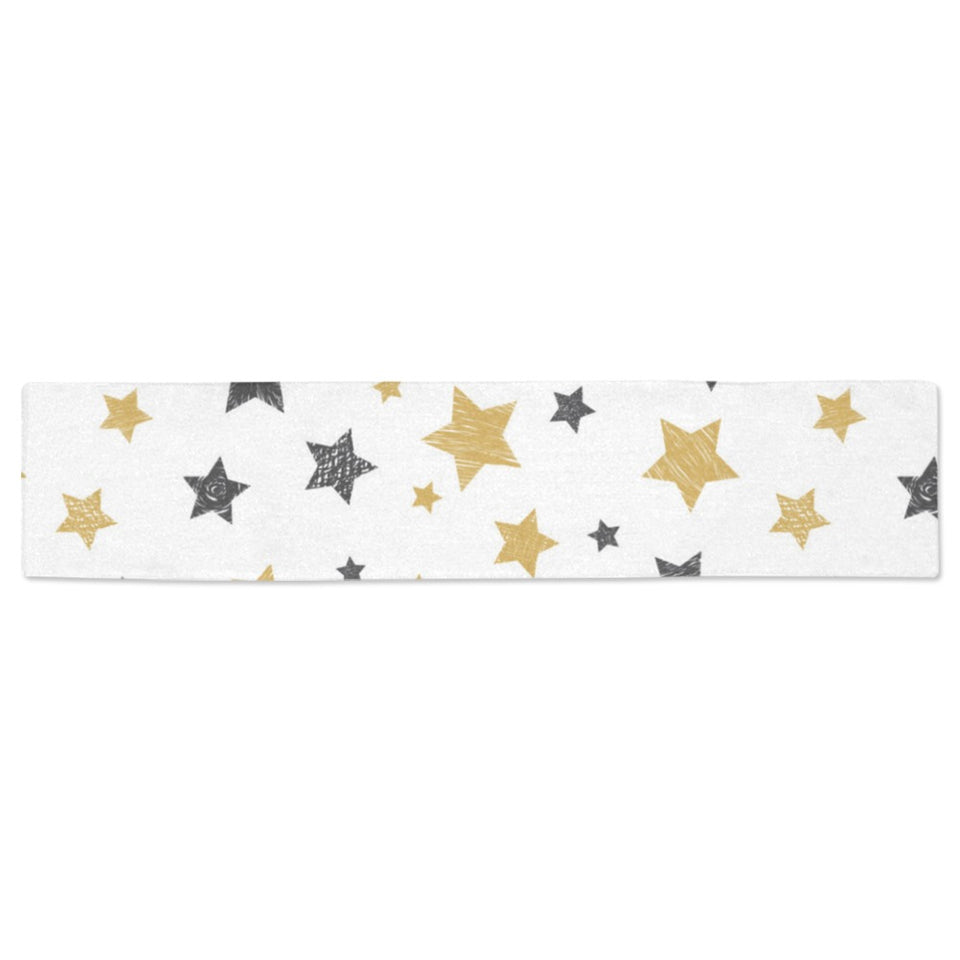 hand drawn gold black star pattern Table Runner