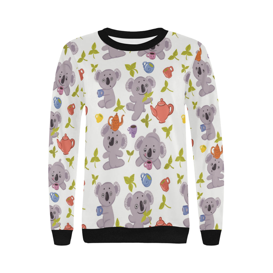 Cute koalas teapots tea Women's Crew Neck Sweatshirt