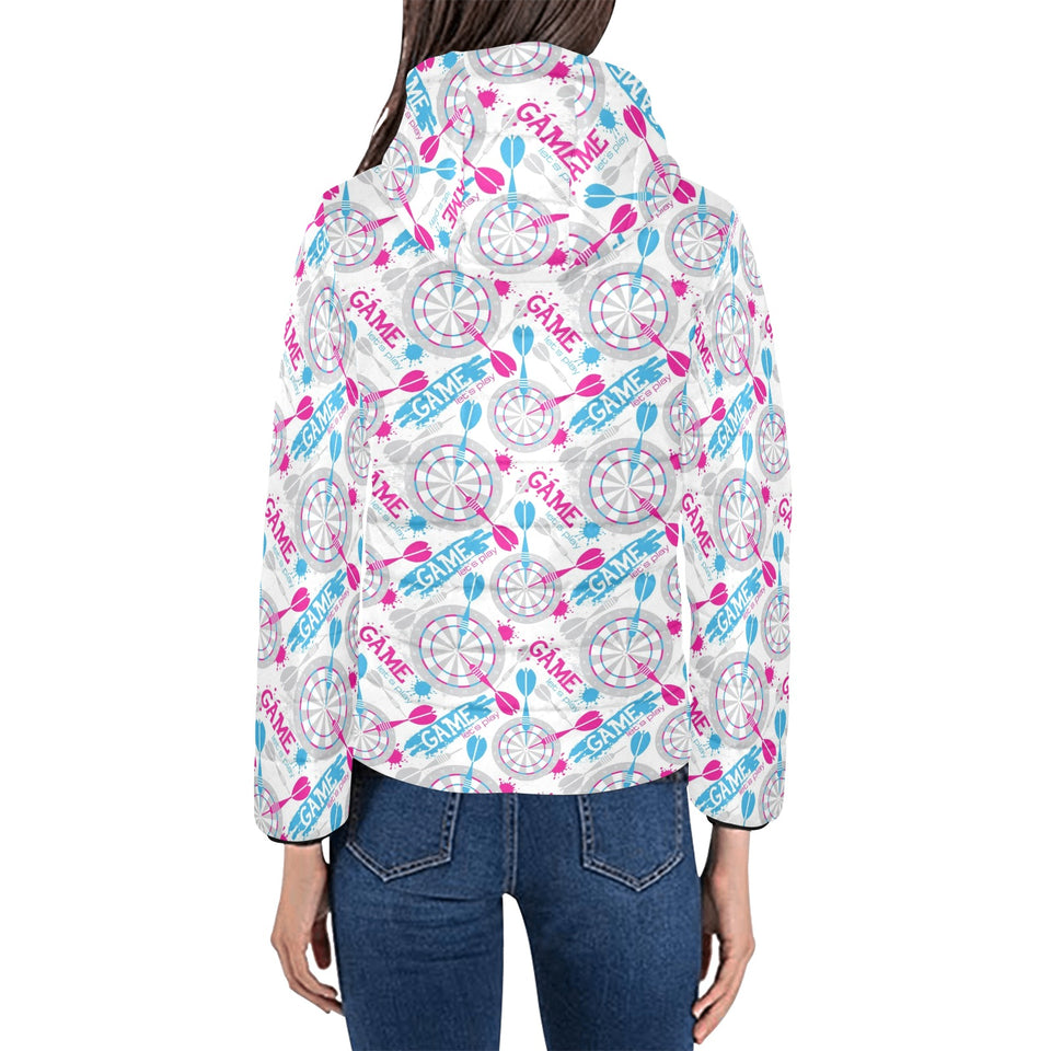 Darts Pattern Print Design 01 Women's Padded Hooded Jacket