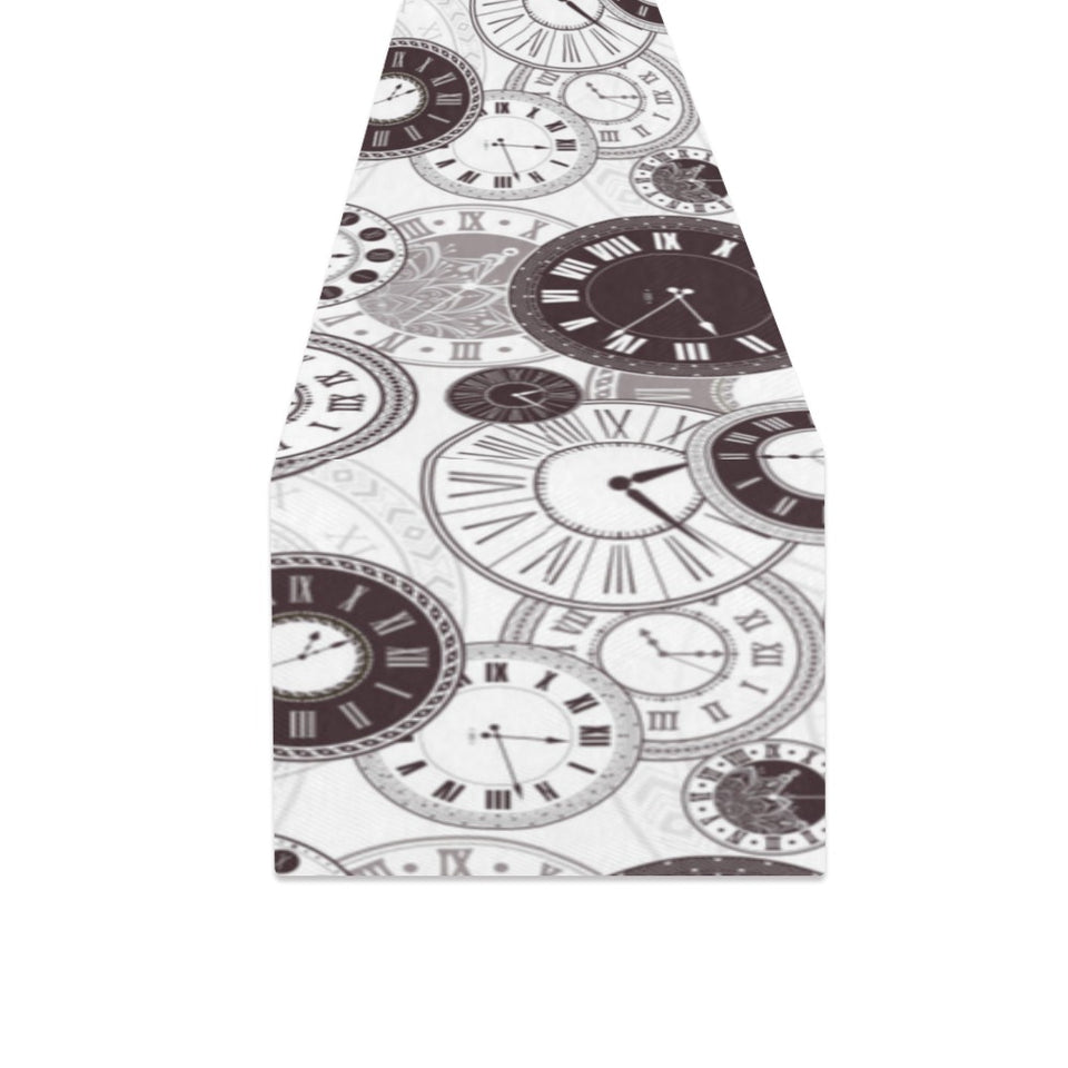 Classic vintage clock pattern Table Runner