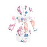 Watercolor air balloon cloud pattern Women's Long Sleeve Belted Night Robe
