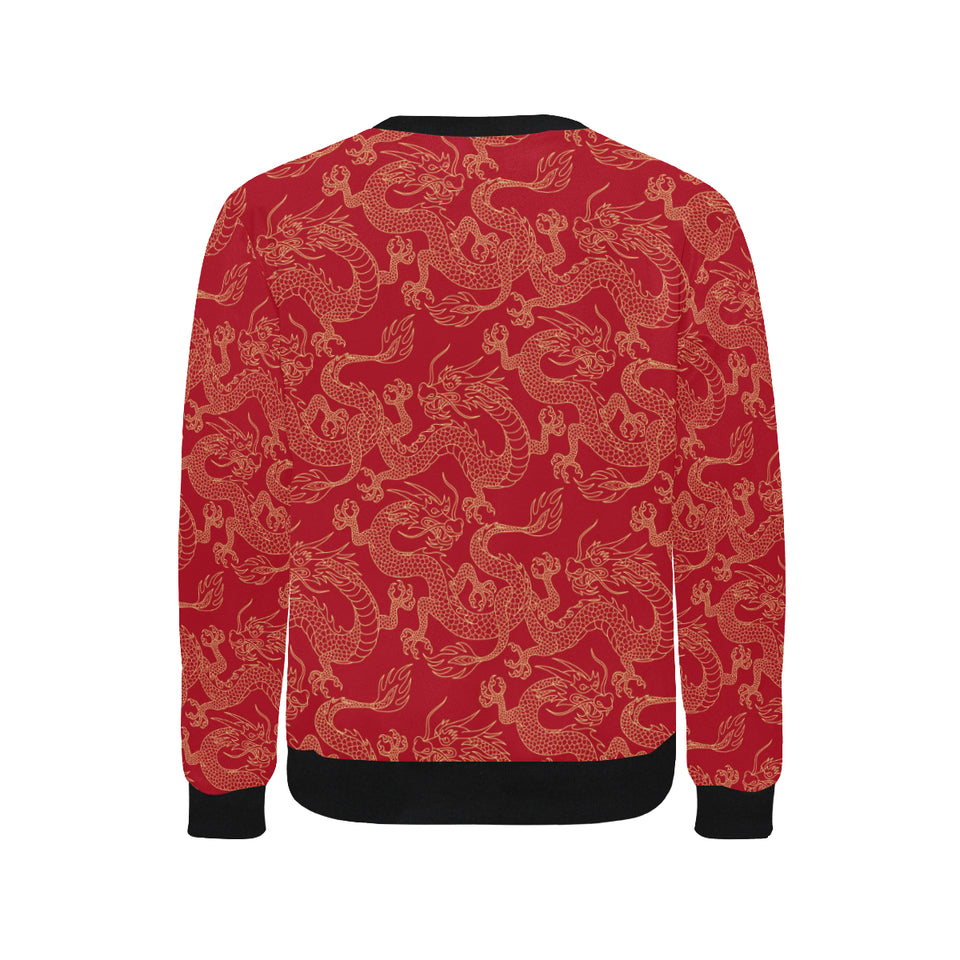 Gold dragons red background Men's Crew Neck Sweatshirt