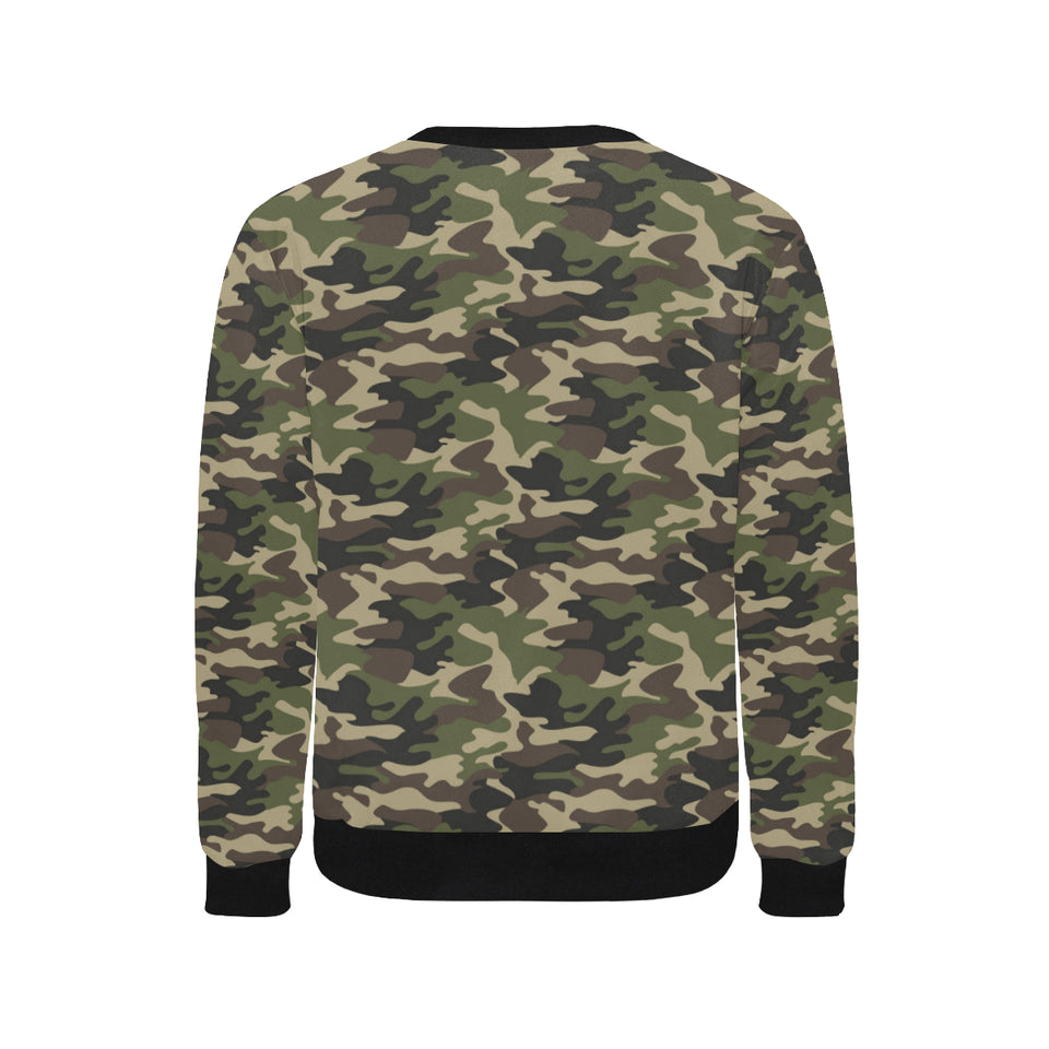 Dark Green camouflage pattern Men's Crew Neck Sweatshirt