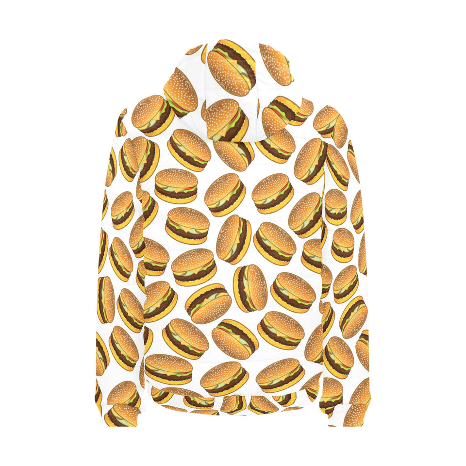 Hamburger Pattern Print Design 03 Men's Padded Hooded Jacket