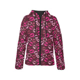 Lips Pattern Print Design 03 Women's Padded Hooded Jacket