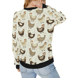 Cute rooster chicken cock Women's Crew Neck Sweatshirt